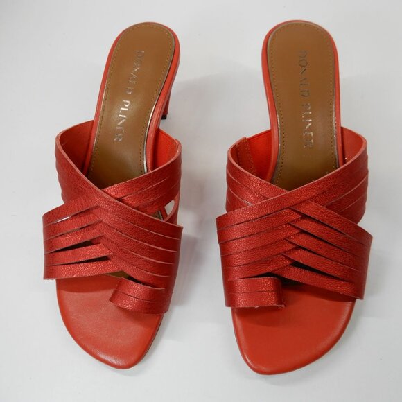 DONALD PLINER Alannis Slide Toe Ring Sandals Size 6 Tomato Red Leather NEW - Picture 6 of 14